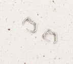 Silver Square Huggie Earrings
