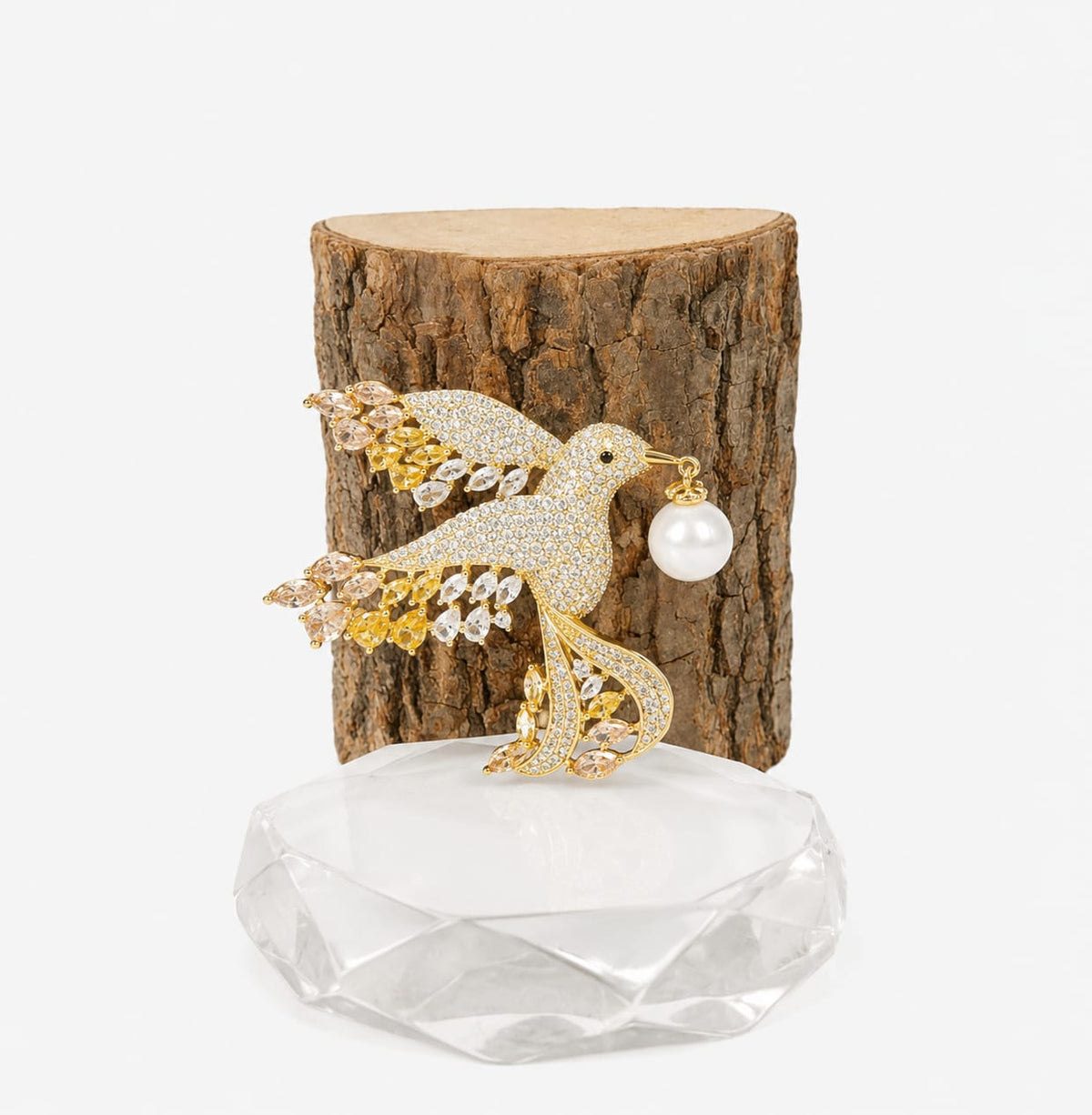 Luxury Crystal Bird Pearl Brooch
