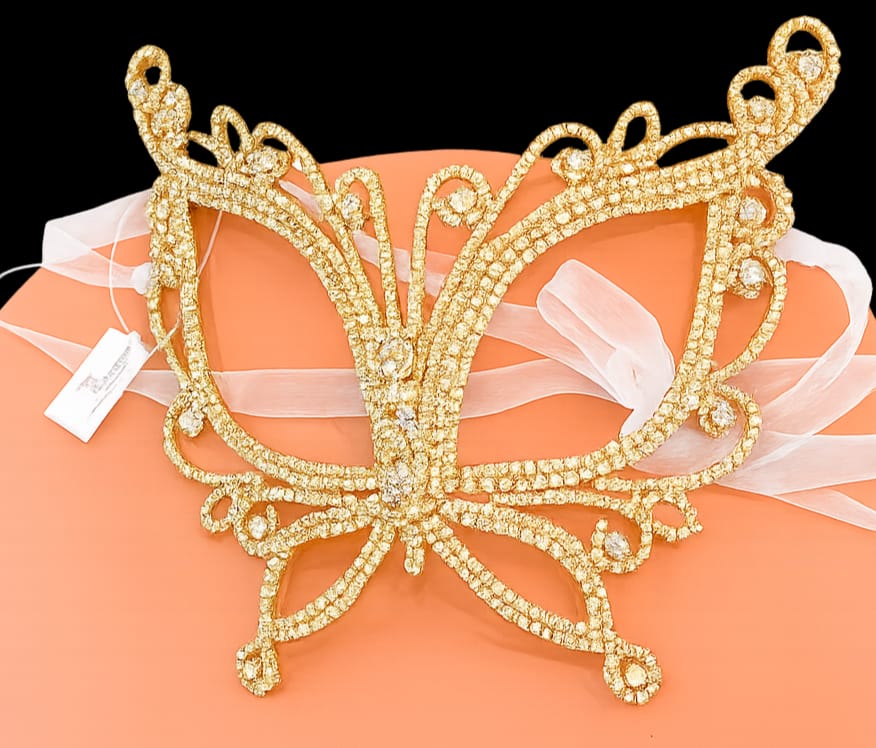 Luxury Gold Crystal Butterfly Masquerade Eye Mask |