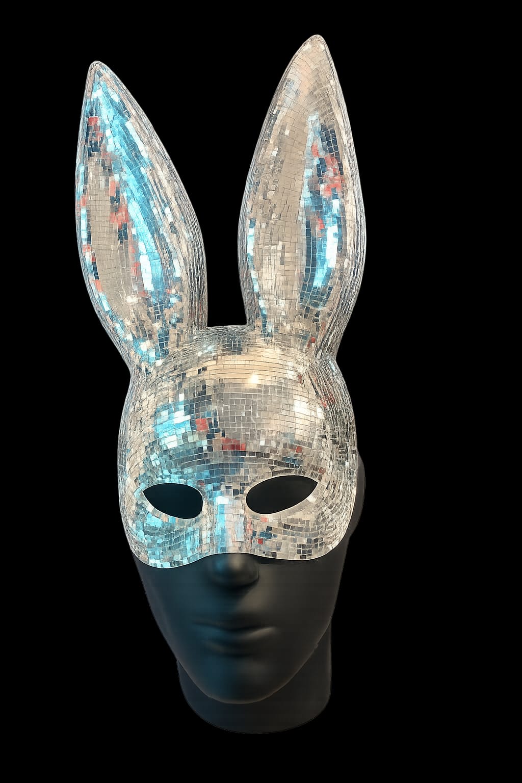 Silver Mirror Mosaic Rabbit Masquerade Mask