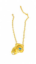 Golden Blue-Eye Face Pendant Necklace