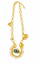Golden Evil Eye Charm Necklace | Stylish Statement Pendant Necklace