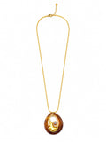 Elegant Gold-Tone Long Chain Necklace with Unique Teardrop Pendant