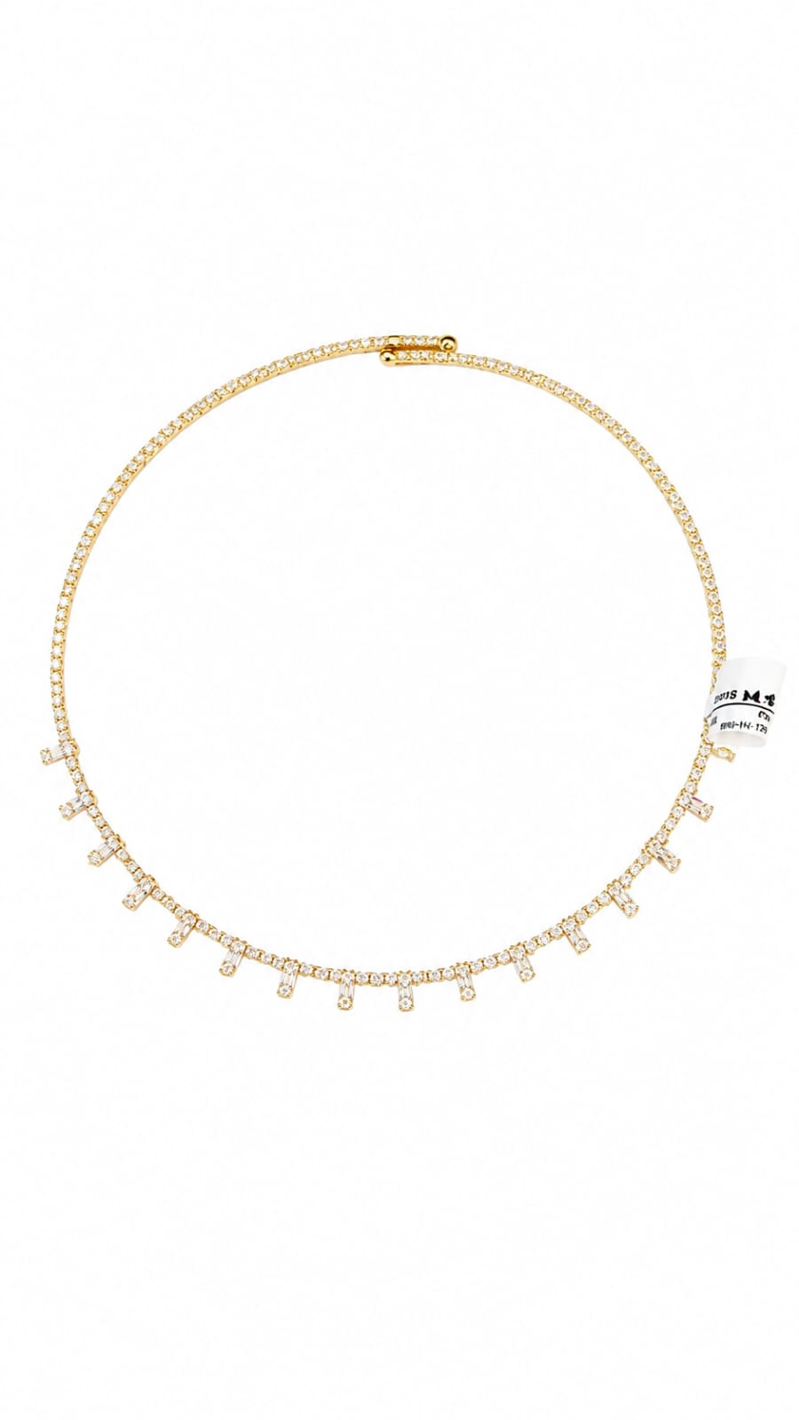 Elegant Gold Baguette Drop Diamond Choker Necklace