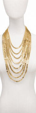 Golden Cascading Coin Tassel Necklace