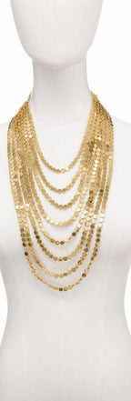 Golden Cascading Coin Tassel Necklace