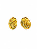 Golden Ribbed Shell Statement Earrings