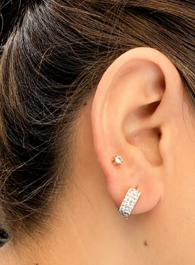 Silver Square Huggie Earrings