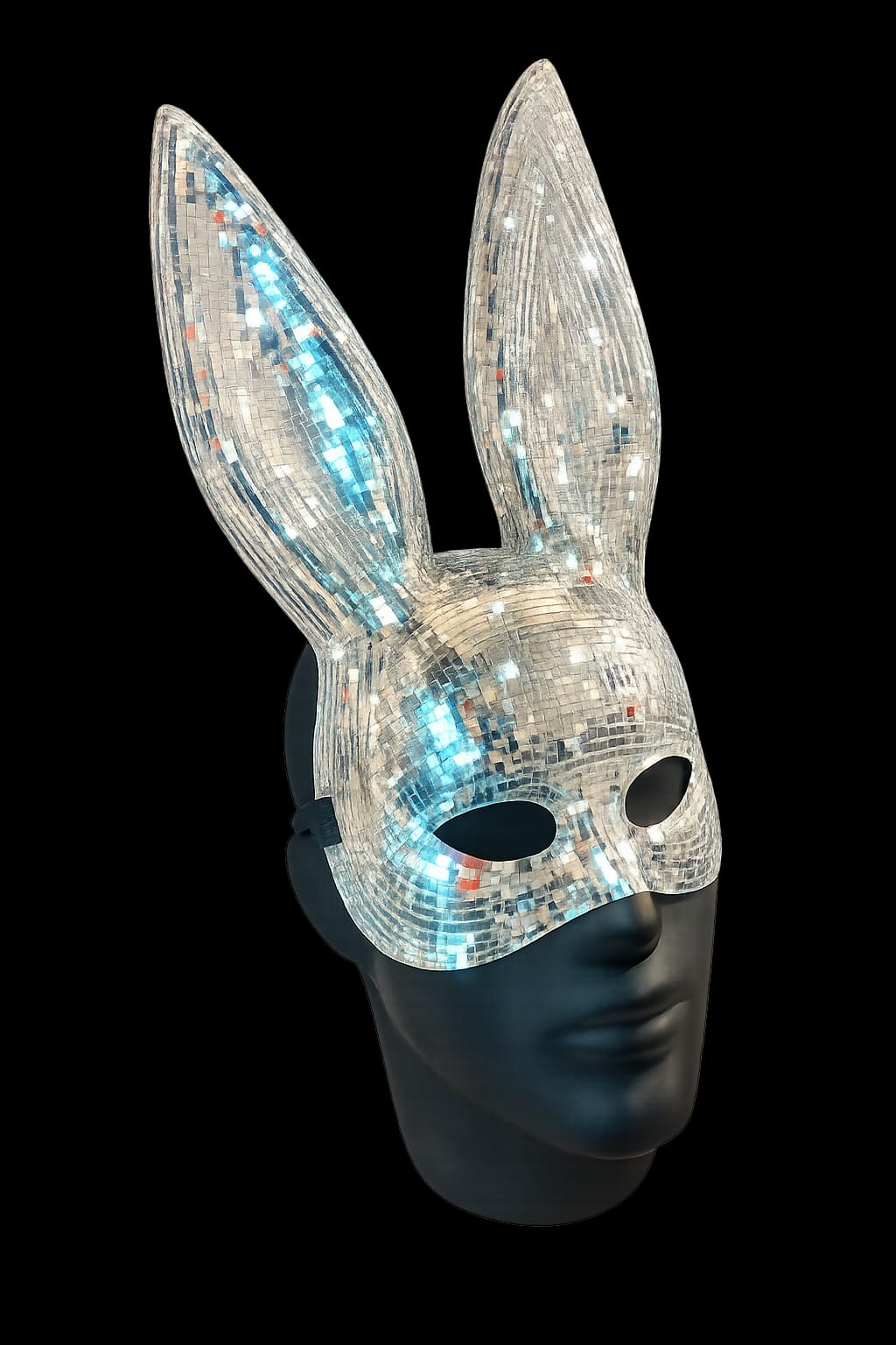 Silver Mirror Mosaic Rabbit Masquerade Mask