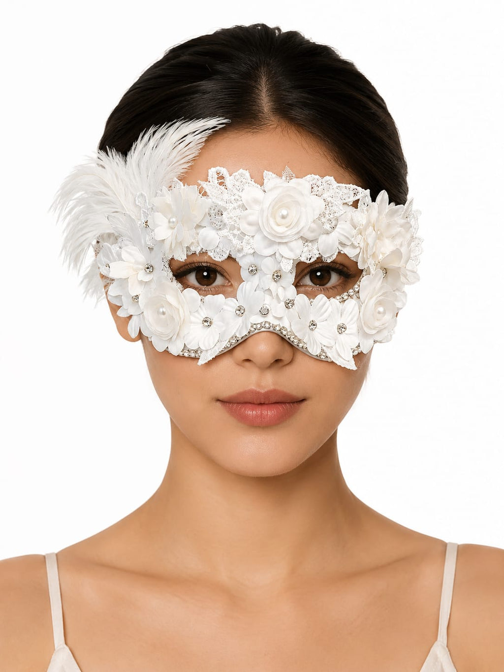 Ivory Bloom Venetian Floral Masquerade Mask