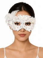 Ivory Bloom Venetian Floral Masquerade Mask