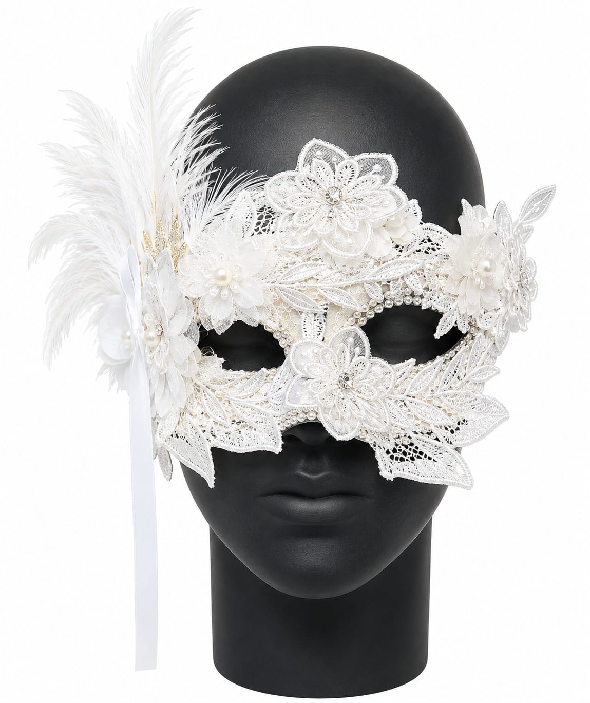 Ivory Bloom Venetian Floral Masquerade Mask