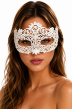 Elegant White Lace Masquerade Mask