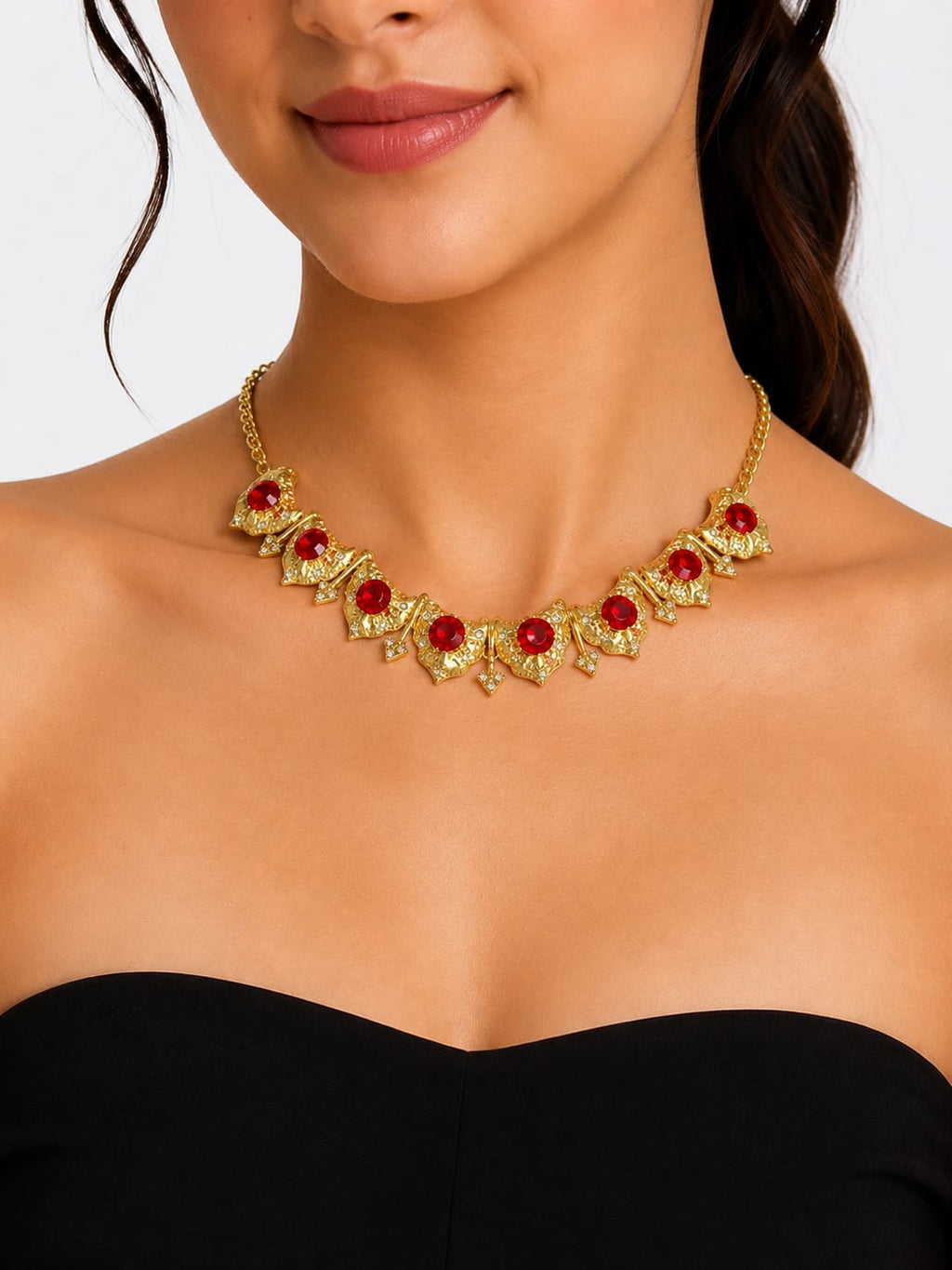 Chunky Ruby Red Statement Necklace