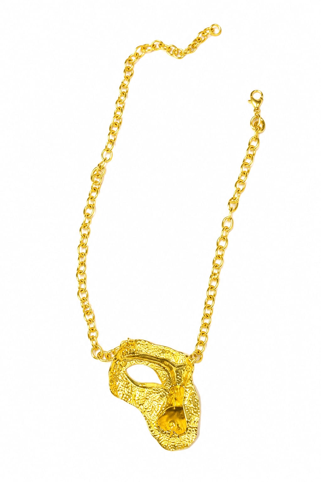 Golden Blue-Eye Face Pendant Necklace