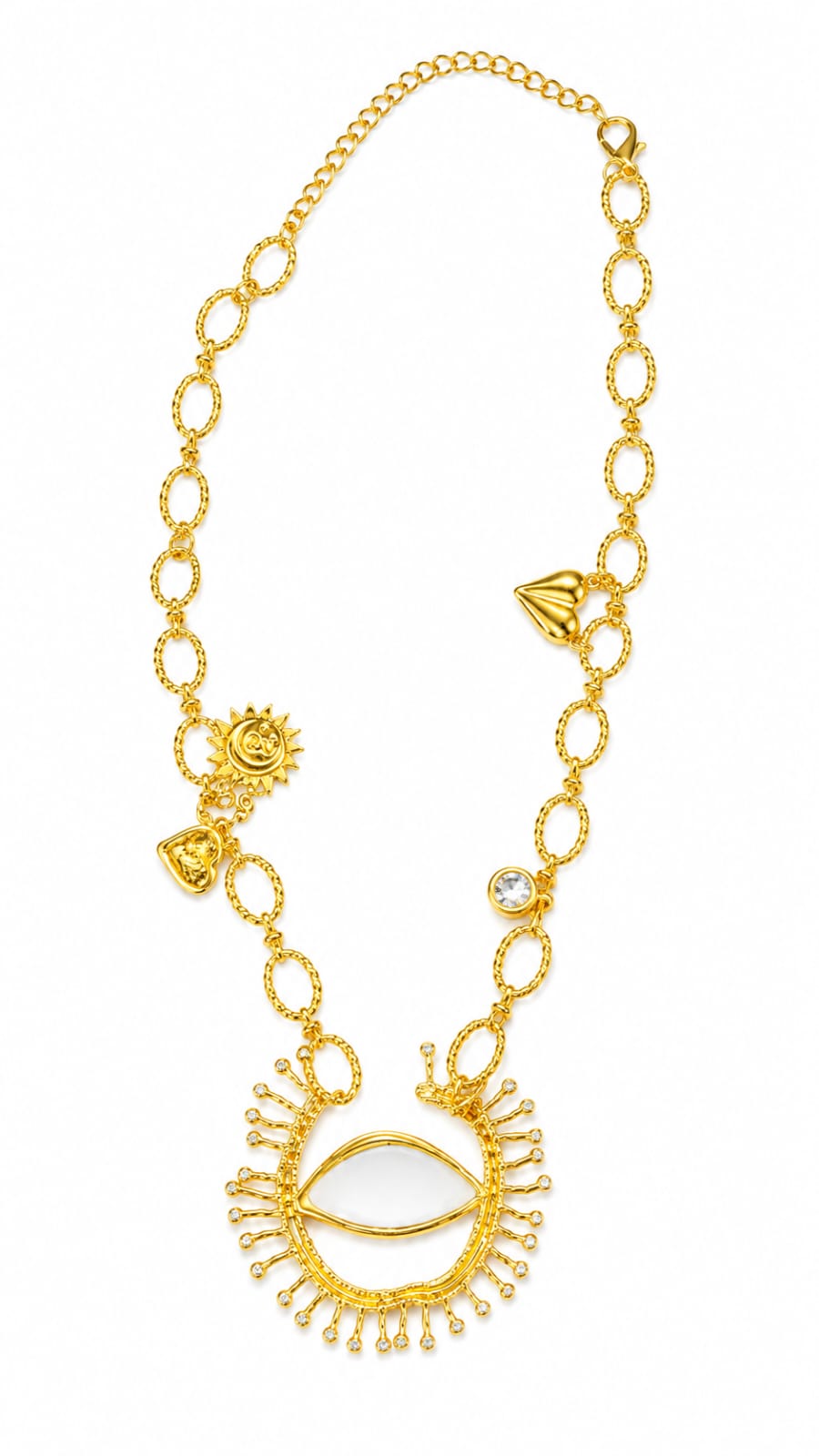 Golden Evil Eye Charm Necklace | Stylish Statement Pendant Necklace