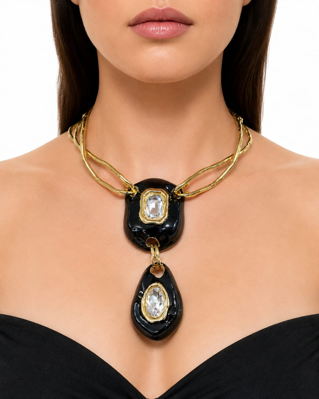 Golden Sculptural  Chunky Pendant Necklace