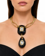 Golden Sculptural  Chunky Pendant Necklace