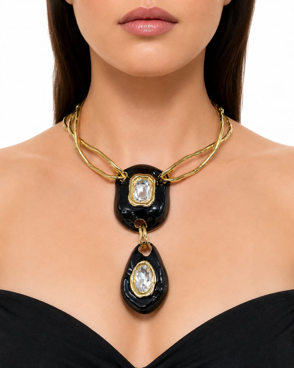 Golden Sculptural  Chunky Pendant Necklace