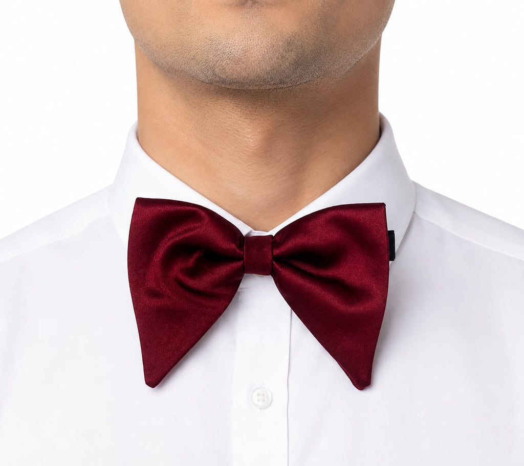 Burgundy Satin Bow Tie