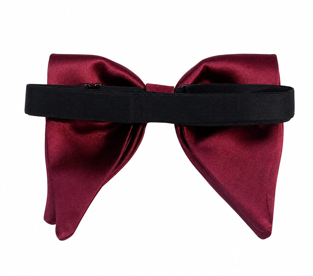 Burgundy Satin Bow Tie