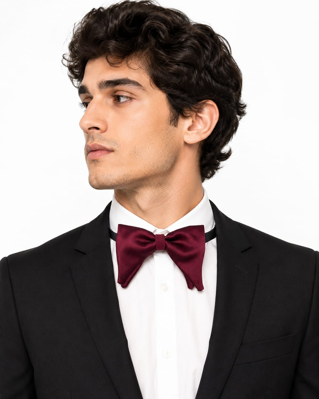Kids Burgundy Satin Bow Tie
