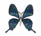 Blue Crystal Butterfly Brooch Pin