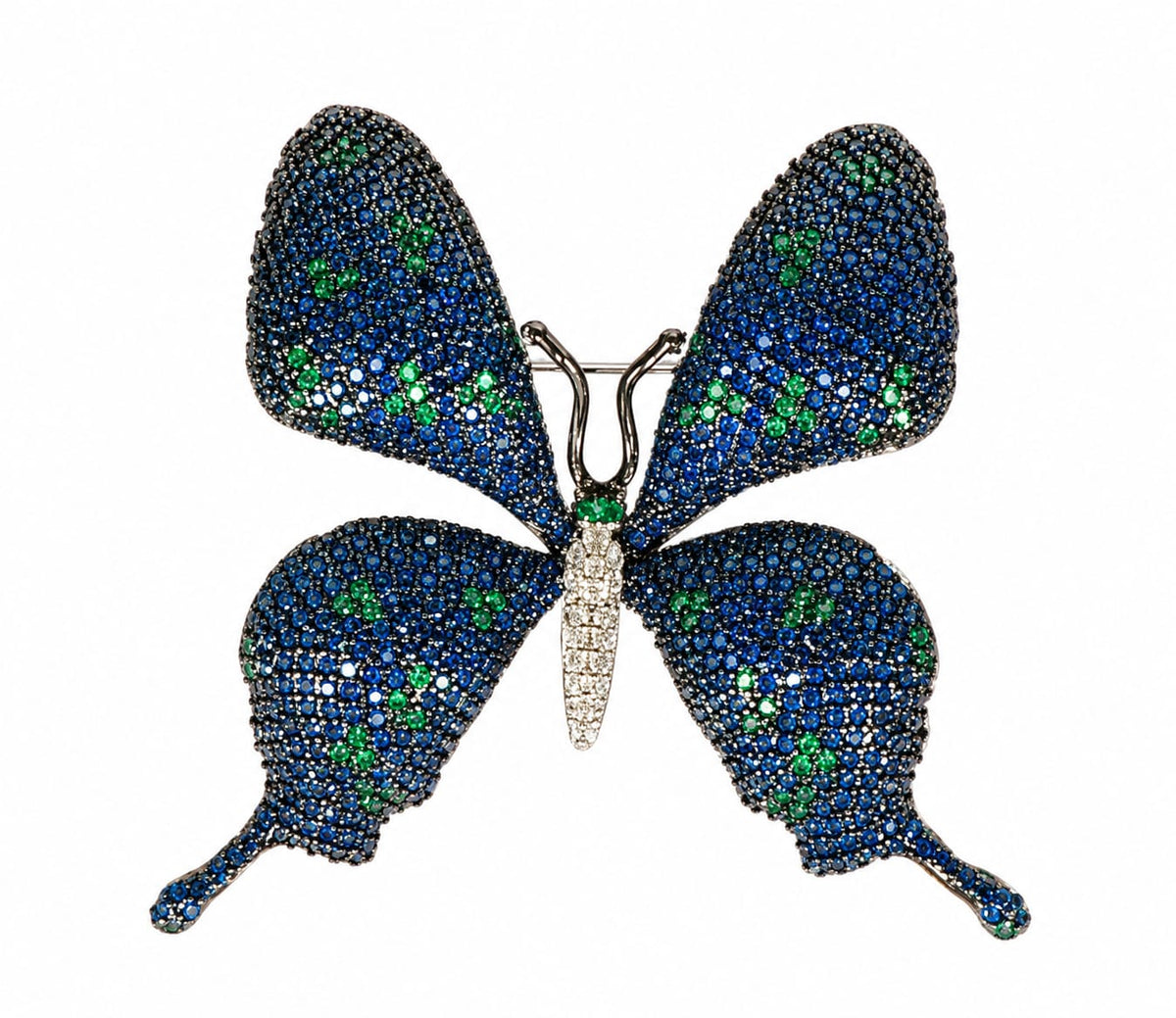 Blue Crystal Butterfly Brooch Pin