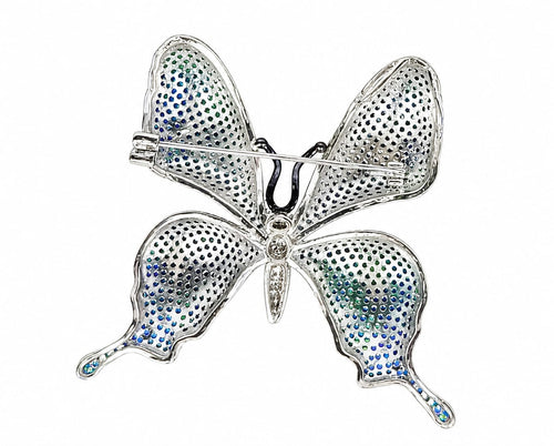 Blue Crystal Butterfly Brooch Pin