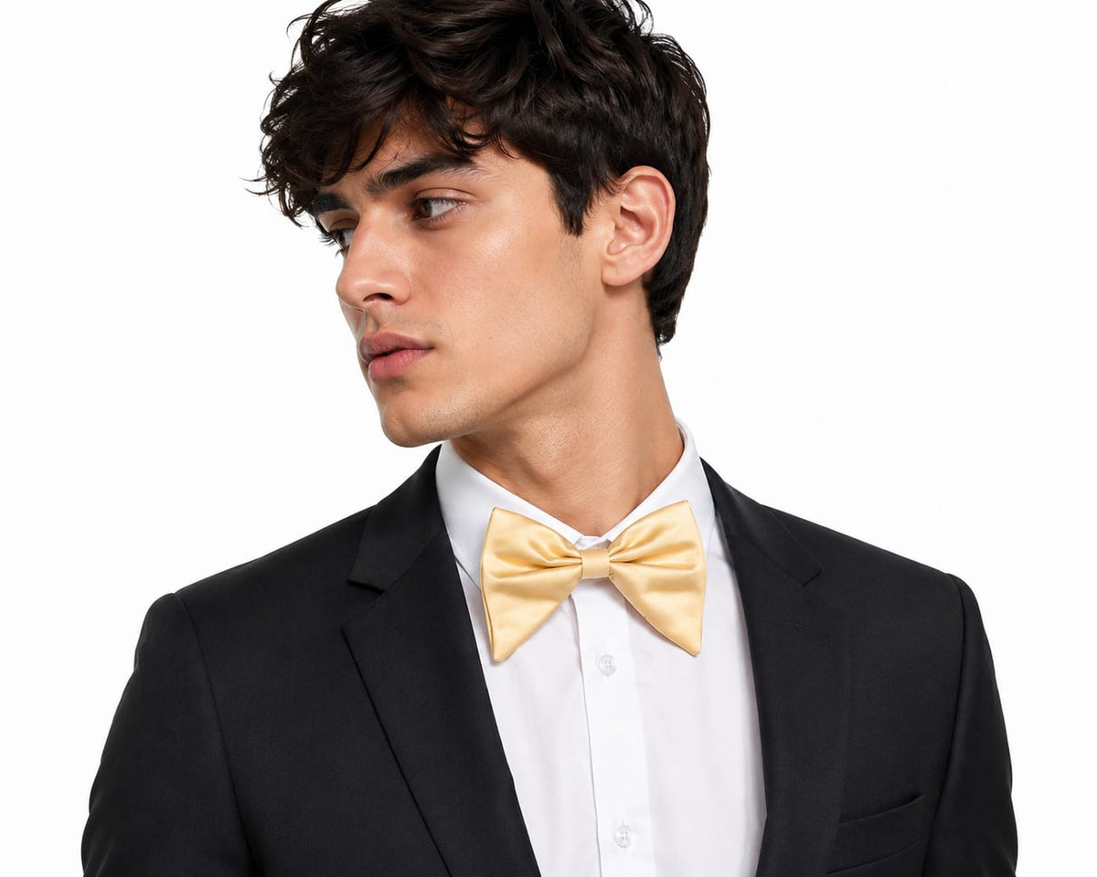 Champagne Gold Satin Bow Tie