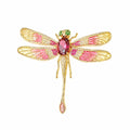 Elegant Pink Enamel Dragonfly Brooch Pin