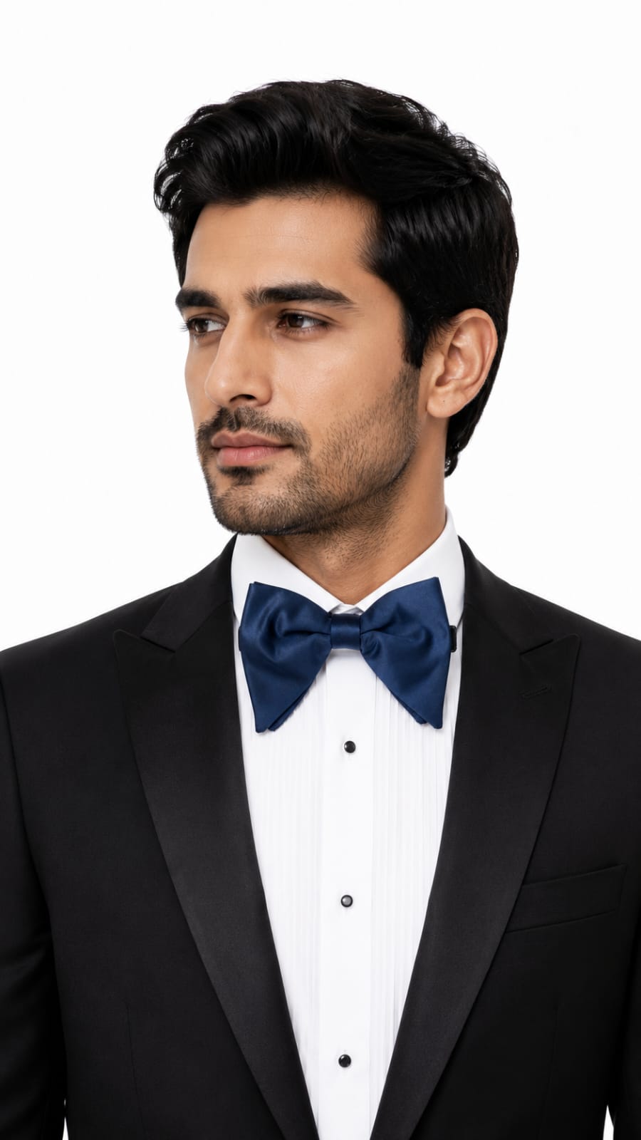 Premium Navy Blue Satin Bow Tie for Men