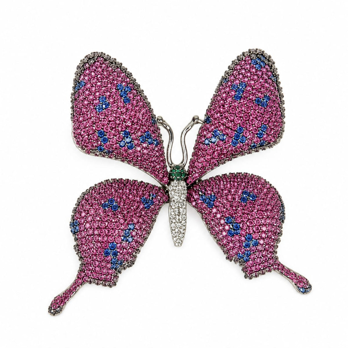 Blue Crystal Butterfly Brooch Pin