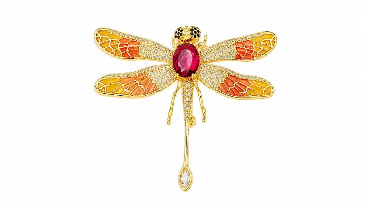 Enamel Dragonfly Brooch Pin