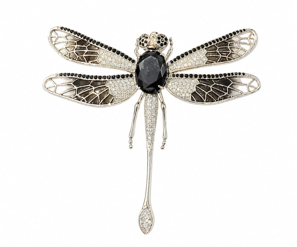 Elegant Pink Enamel Dragonfly Brooch Pin